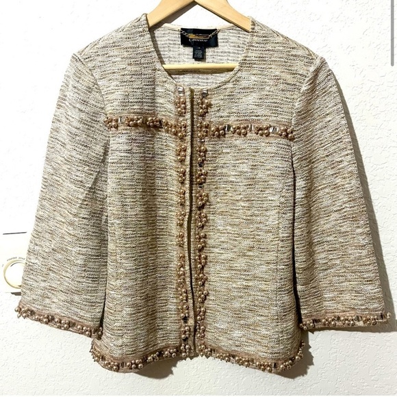 St. John Jackets & Blazers - St John Couture Tweed Metallic Beaded Jacket 14